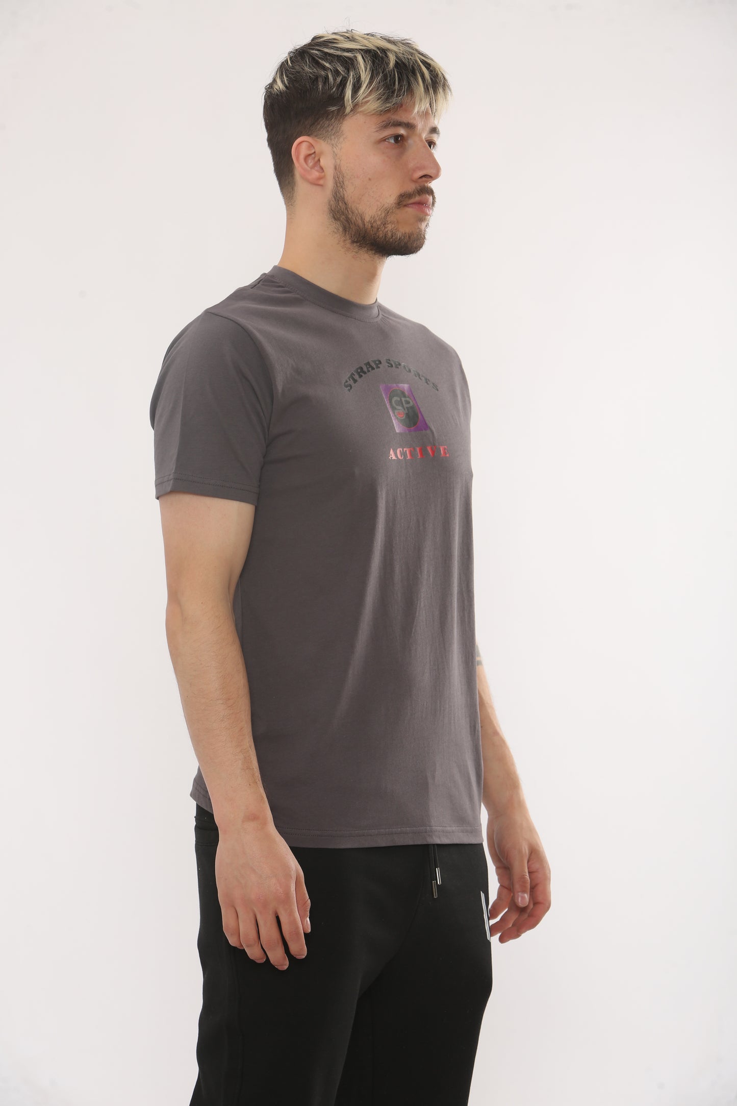 DARK GREY front centre logo t shirt