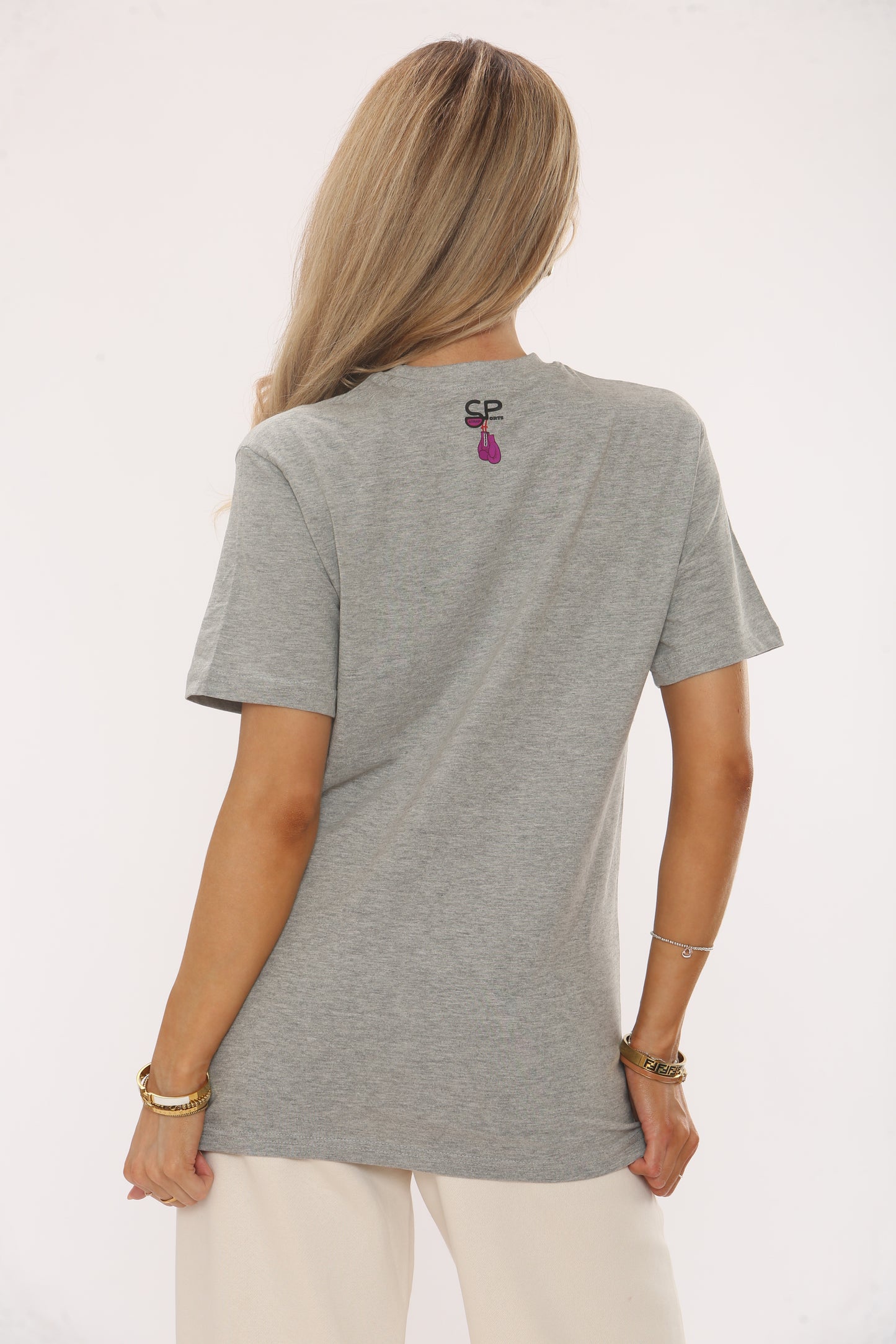 GREY front center boxing gloves tee