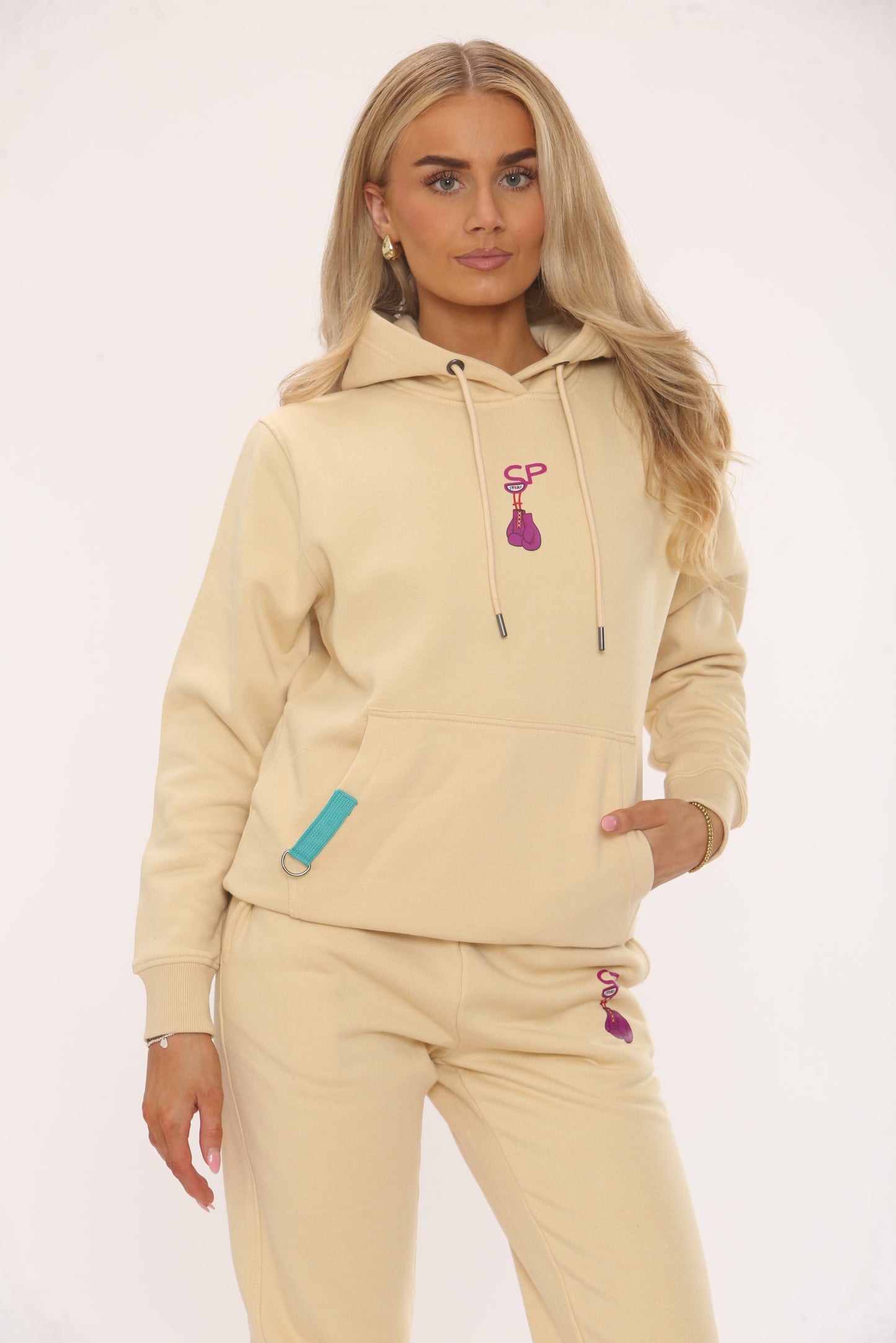 COTTON HOODIE AND JOGGERS WITH STRAP CONNECTION
