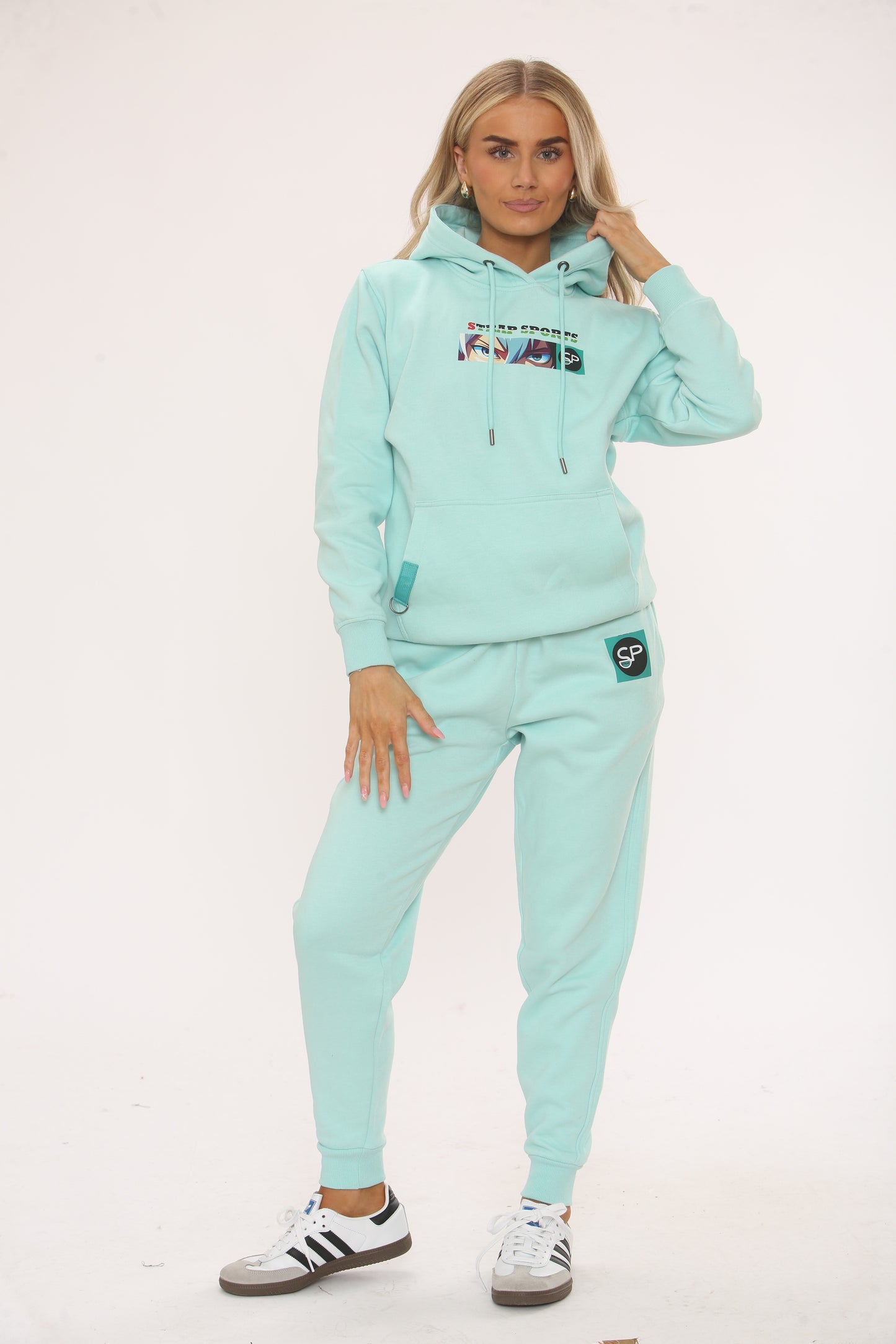 MINT COTTON HOODIE AND JOGGERS WITH STRAP CONNECTION ANIMI EDITION