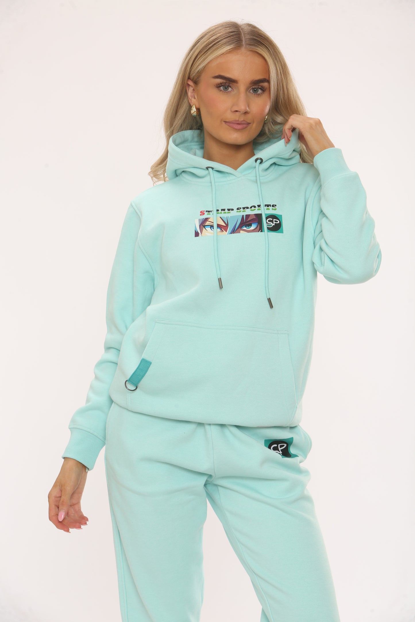 MINT COTTON HOODIE AND JOGGERS WITH STRAP CONNECTION ANIMI EDITION