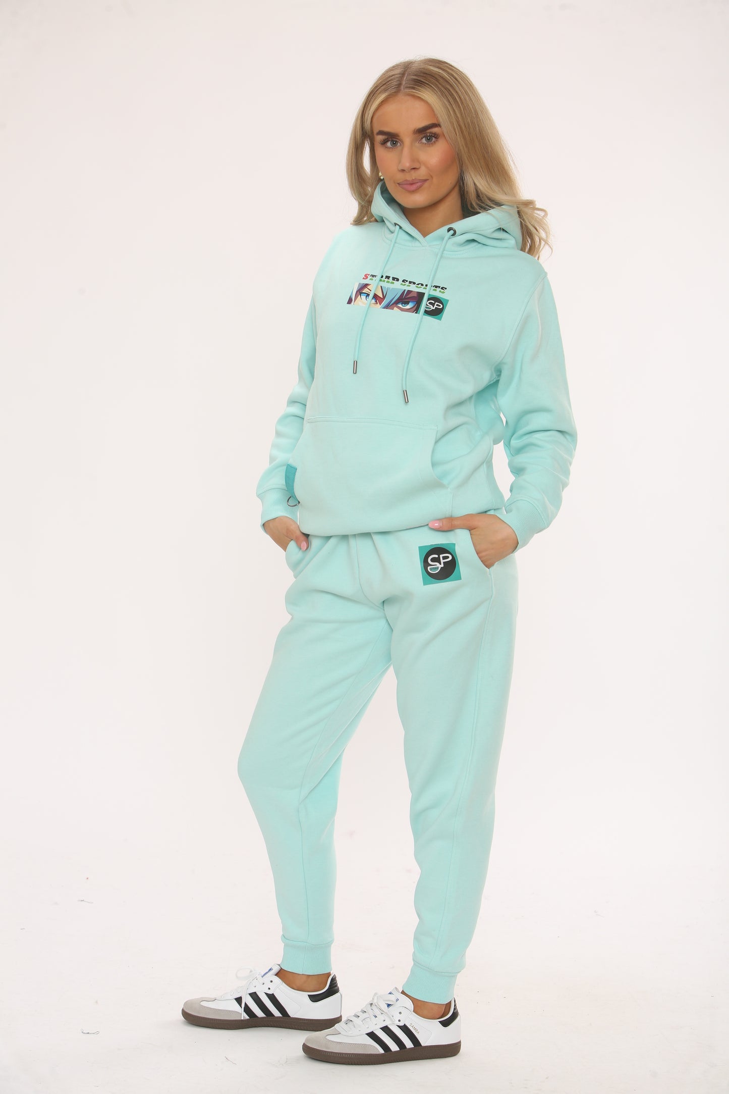 MINT COTTON HOODIE AND JOGGERS WITH STRAP CONNECTION ANIMI EDITION