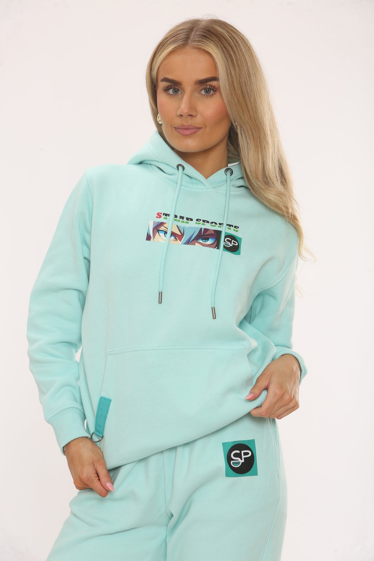 MINT COTTON HOODIE AND JOGGERS WITH STRAP CONNECTION ANIMI EDITION