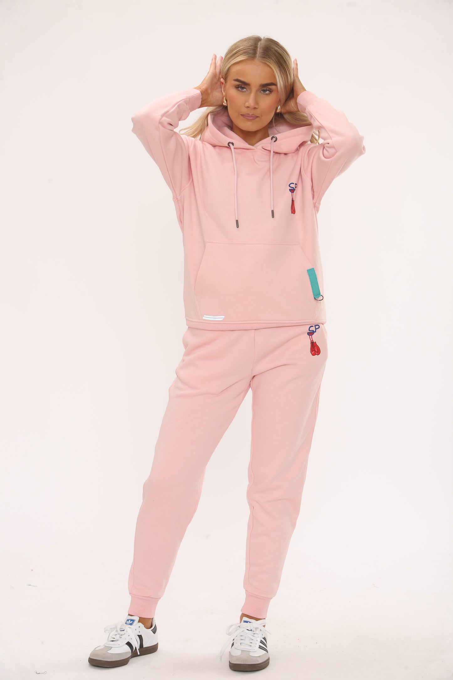 HOT PINK COTTON HOODIE AND JOGGERS WITH STRAP CONNECTION BOXING EDITION