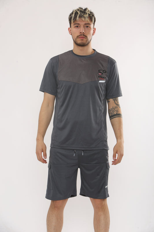 GREY T SHIRT AND SHORT SET