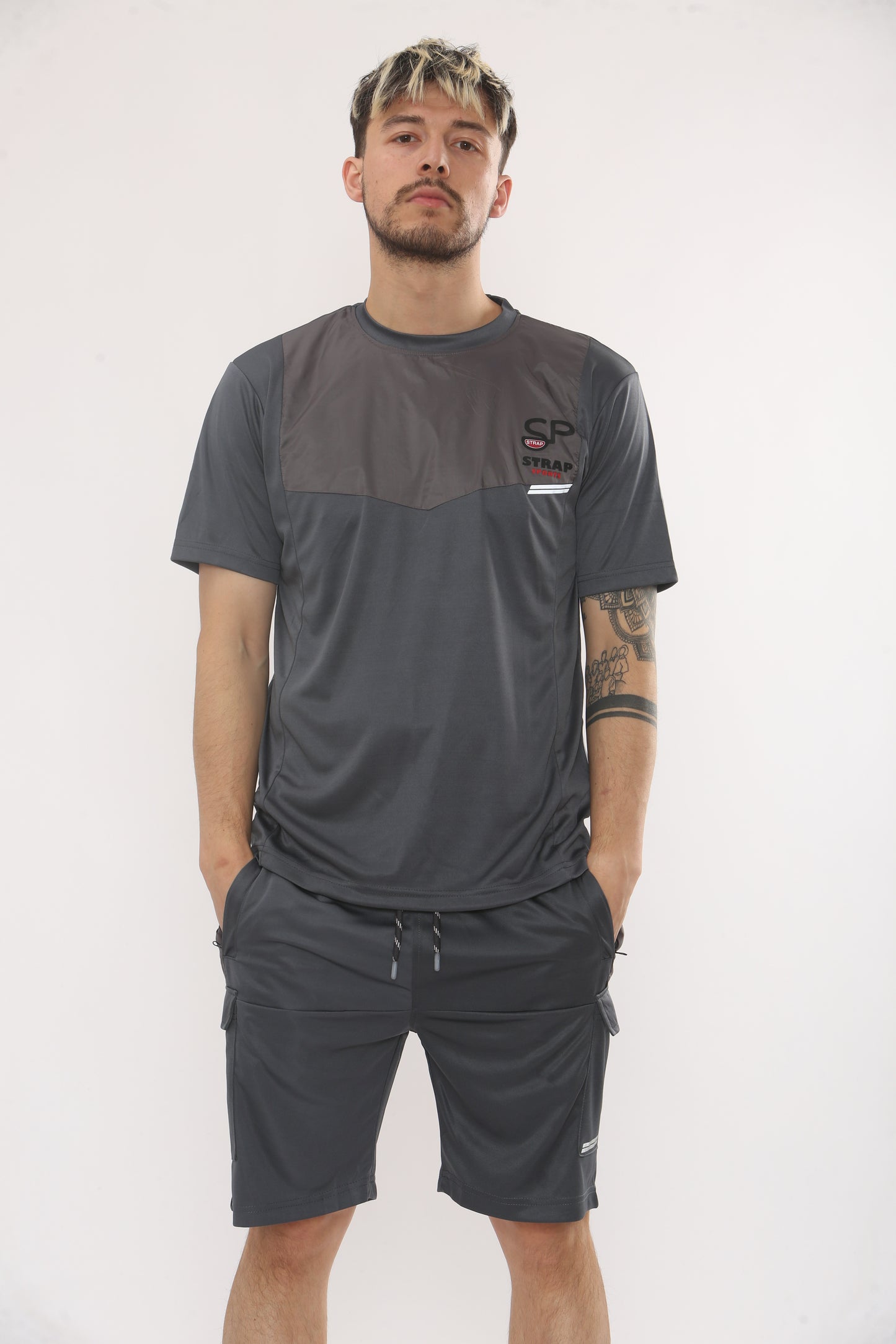 GREY T SHIRT AND SHORT SET