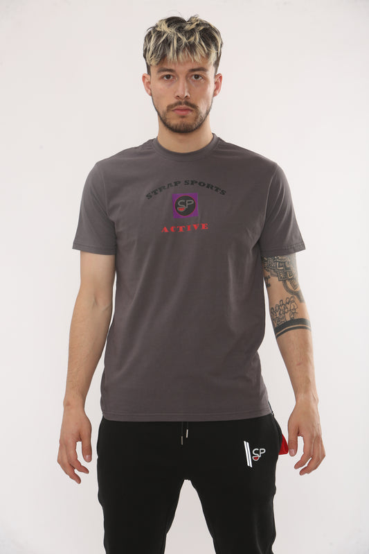DARK GREY front centre logo t shirt