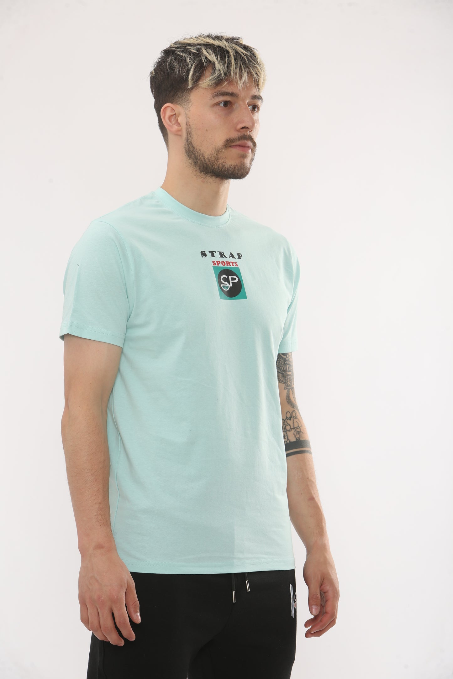 MINT GREEN TEE WITH CENTER LOGO