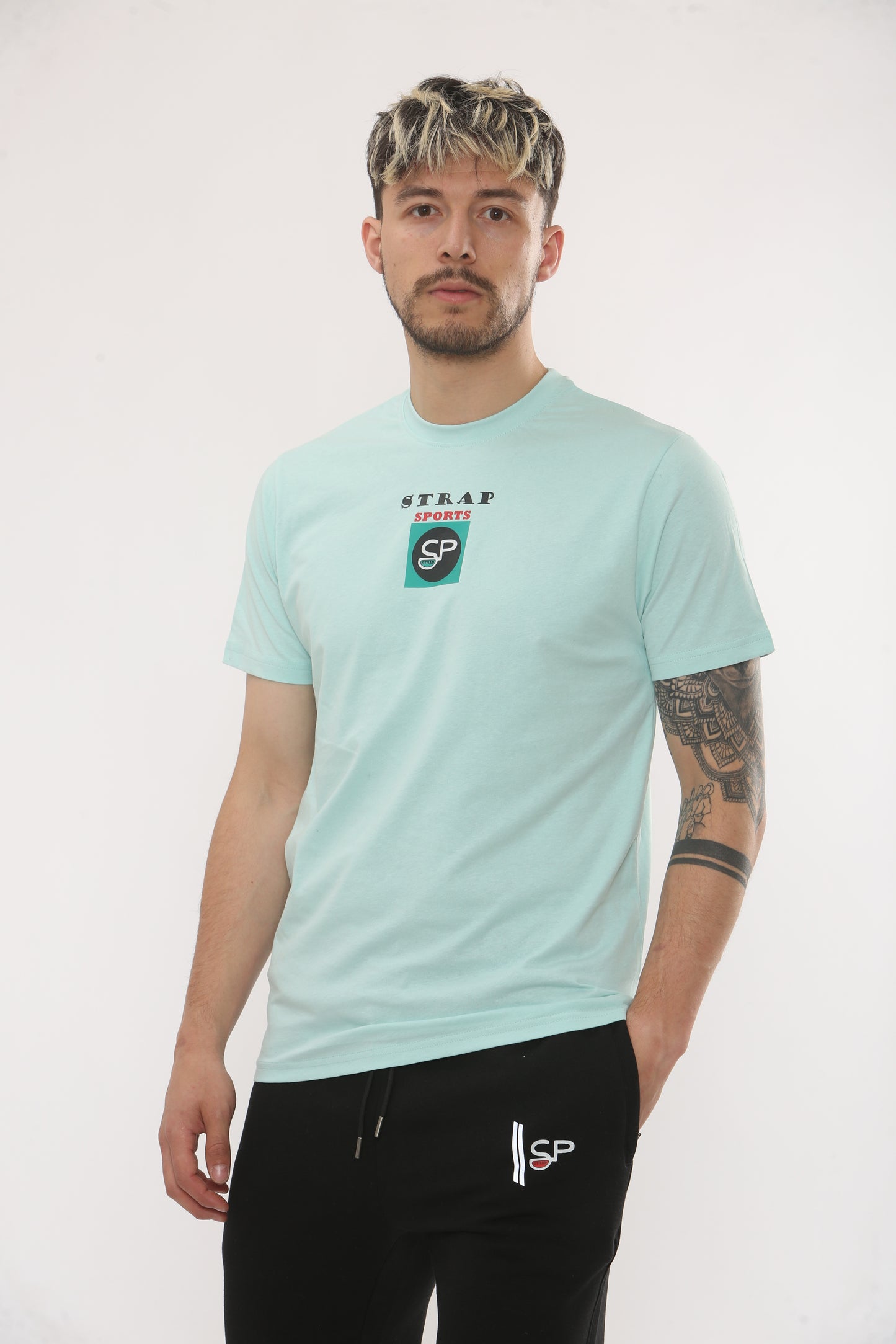 MINT GREEN TEE WITH CENTER LOGO