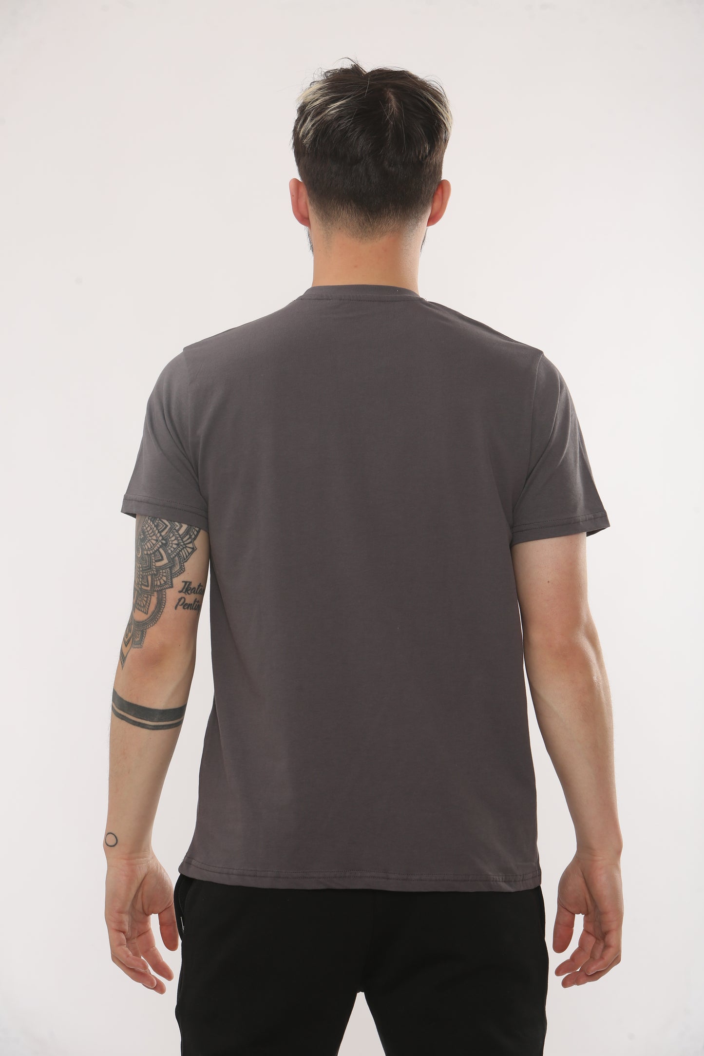 GREY crew neck Tshirt with chest logo