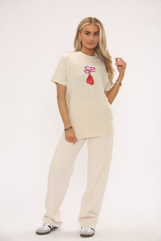 CREAM TSHIRT WITH CENTRE LOGO BOXING EDITION