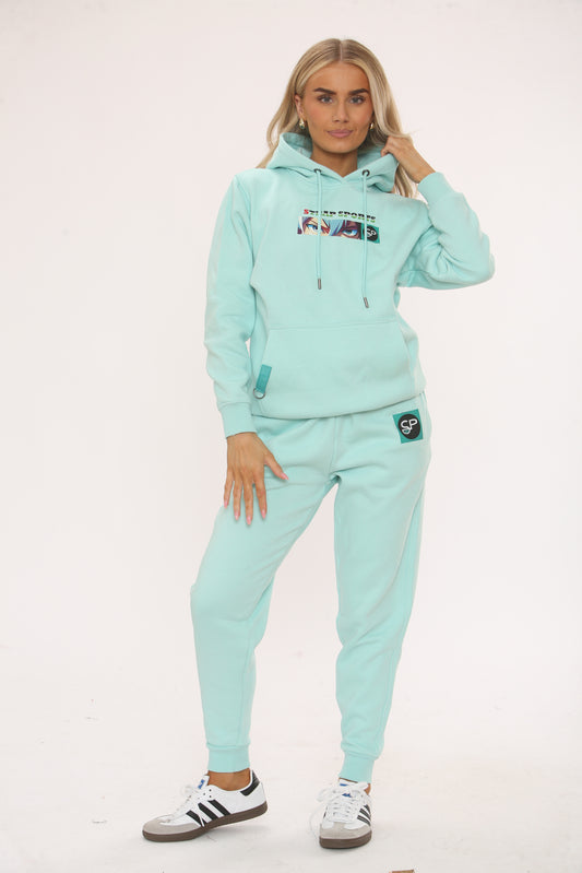 MINT COTTON HOODIE AND JOGGERS WITH STRAP CONNECTION ANIMI EDITION