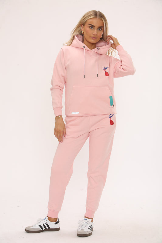 HOT PINK COTTON HOODIE AND JOGGERS WITH STRAP CONNECTION  BOXING EDITION